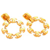 Authentic Vintage Chanel clip on earrings CC logo double C hoop dangle