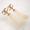 Authentic Vintage Chanel clip on earrings CC fringe tassel beads dangle