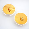 Authentic Vintage Chanel clip on earrings CC logo mirror white round