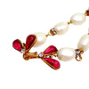 Authentic Vintage Chanel necklace faux pearl Gripoix glass red flower