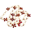 Authentic Vintage Chanel necklace faux pearl Gripoix glass red flower
