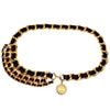 Authentic Vintage Chanel belt necklace CC logo black leather
