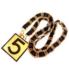 Authentic Vintage Chanel necklace chain No.5 black leather square