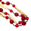 Authentic Vintage Chanel necklace red glass stone letter logo bar