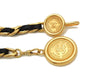 Authentic vintage Chanel belt necklace chain black leather cc pendant