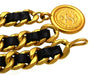 Vintage Chanel belt CC logo medal leather chain