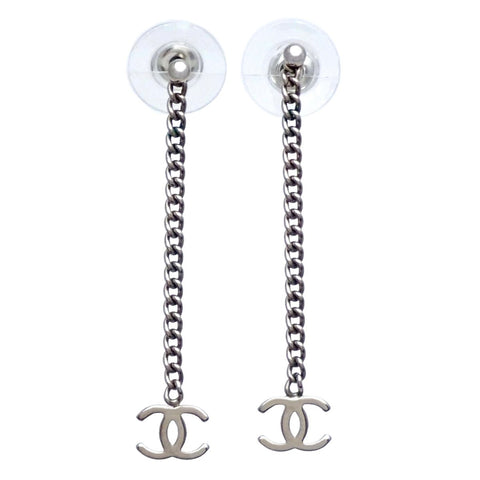 chanel chain earrings silver
