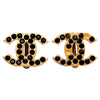 Authentic Vintage Chanel clip on earrings CC logo rhinestone black