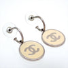 Auth Vintage Chanel stud earrings CC logo white dangle