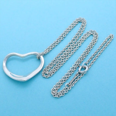 Tiffany & Co necklace chain Elsa Peretti open heart large Silver 925
