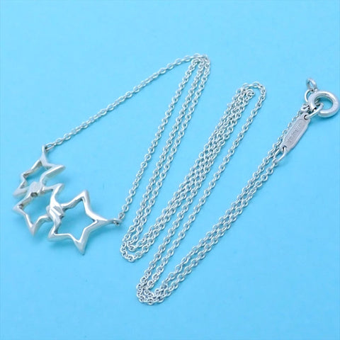 Tiffany & Co necklace chain triple star pendant Silver 925