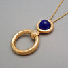 Authentic Vintage Christian Dior necklace chain blue glass stone hoop CD