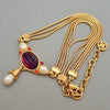 Authentic Vintage Givenchy necklace chain faux pearl purple stone large