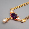 Authentic Vintage Givenchy necklace chain faux pearl purple stone large