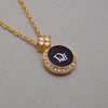Authentic Vintage Christian Dior necklace chain logo black CD rhinestone