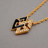 Authentic Vintage Givenchy necklace chain 2G letter logo black rhinestone