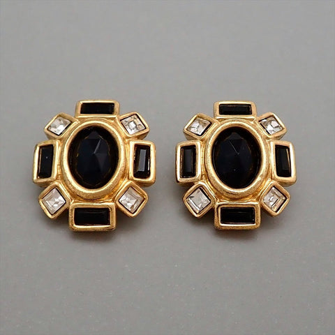 Authentic Vintage Givenchy earrings rhinestone black