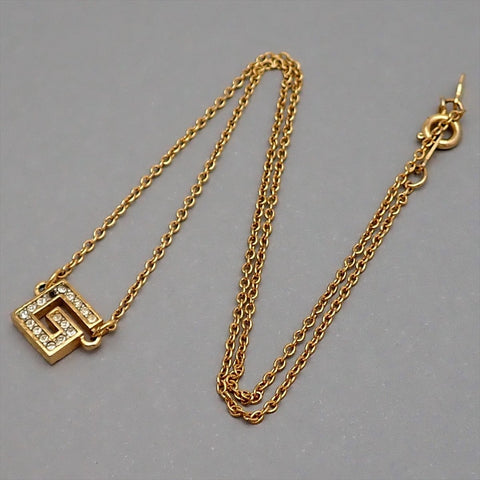 Authentic Vintage Givenchy necklace chain G letter logo rhinestone