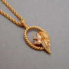 Authentic Vintage Christian Dior necklace chain leaves rope CD rhinestone