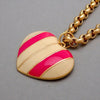 Authentic Vintage Givenchy necklace chain heart pink white stripe