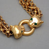 Authentic Vintage Givenchy necklace chain Panther green stone rhinestone
