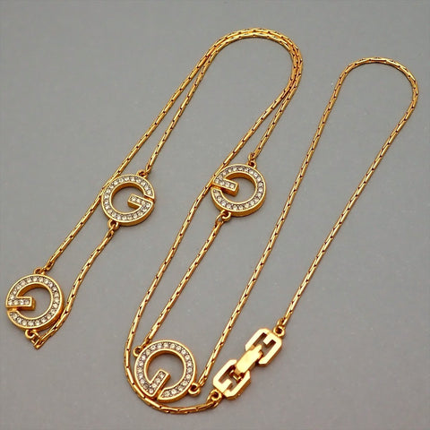 Authentic Vintage Givenchy necklace chain G logo long rhinestone