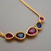 Authentic Vintage Christian Dior necklace chain blue purple stone CD