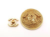 Authentic vintage Chanel pin brooch gold CC round large