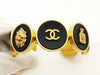Authentic Vintage Chanel cuff bracelet bangle 7 icon charm black round