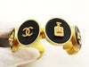 Authentic Vintage Chanel cuff bracelet bangle 7 icon charm black round