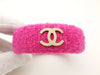 Authentic Vintage Chanel cuff bracelet bangle 3 CC pink tweed
