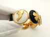 Authentic Vintage Chanel cuff bracelet bangle icon charm black white
