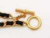 Vintage Chanel bracelet CC logo charms black leather