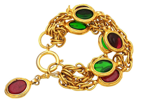 Vintage Chanel bracelet red and green stones
