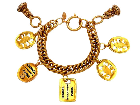 Vintage Chanel bracelet CC logo plate dog tag