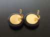 Authentic vintage Chanel earrings black CC navy blue round