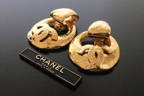 Authentic vintage Chanel earrings swing CC large