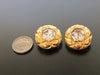 Authentic vintage Chanel earrings gold quilted round rhinestone