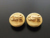 Authentic vintage Chanel earrings gold CC frog black round