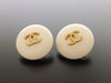 Authentic vintage Chanel earrings gold CC white round