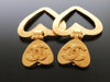 Authentic vintage Chanel earrings gold CC swing heart hoop dangle