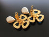 Authentic vintage Chanel earrings light blue stone clover pearl drop