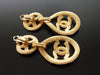 Authentic vintage Chanel earrings swing gold CC hoop dangle