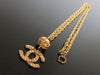 Authentic vintage Chanel necklace chain rhinestone CC pendant
