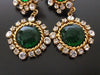 Authentic vintage Chanel earrings green glass stone rhinestone dangle
