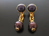 Authentic vintage Chanel earrings gold CC purple pearl dangle chain