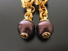 Authentic vintage Chanel earrings gold CC purple pearl dangle chain