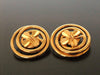 Authentic vintage Chanel earrings gold CC clover round