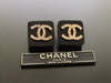 Authentic vintage Chanel earrings rhinestone CC black square