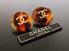 Authentic vintage Chanel earrings gold CC brown round